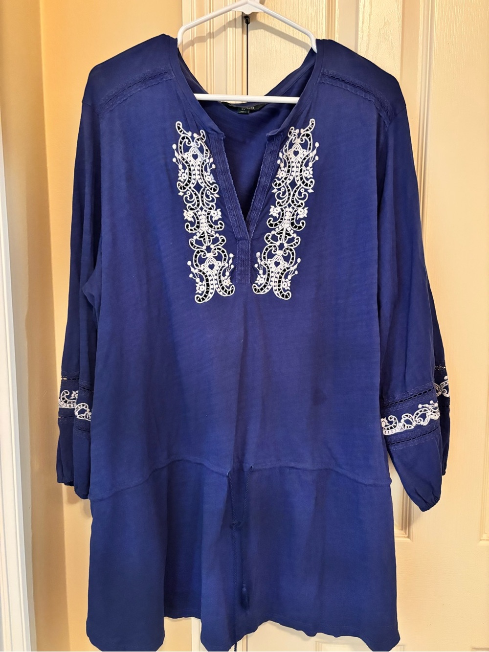 Ralph Lauren Royal Blue Embroidered V-Neck Tunic